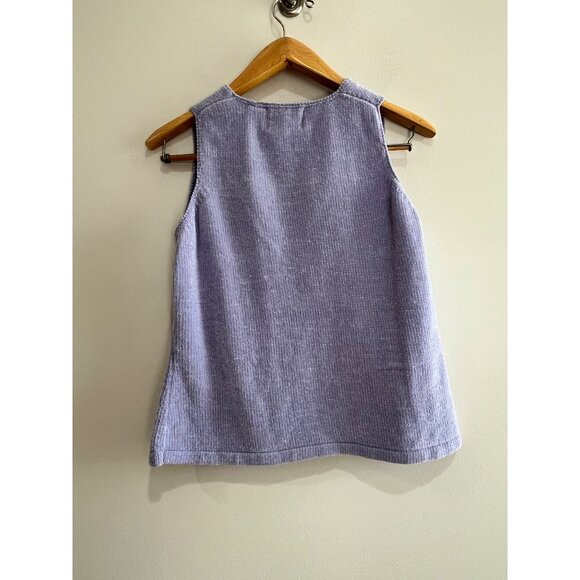 VTG Stitches in Time Chenille Sleeveless Sweater Womens M Lilac Cottage 90s - Picture 2 of 7